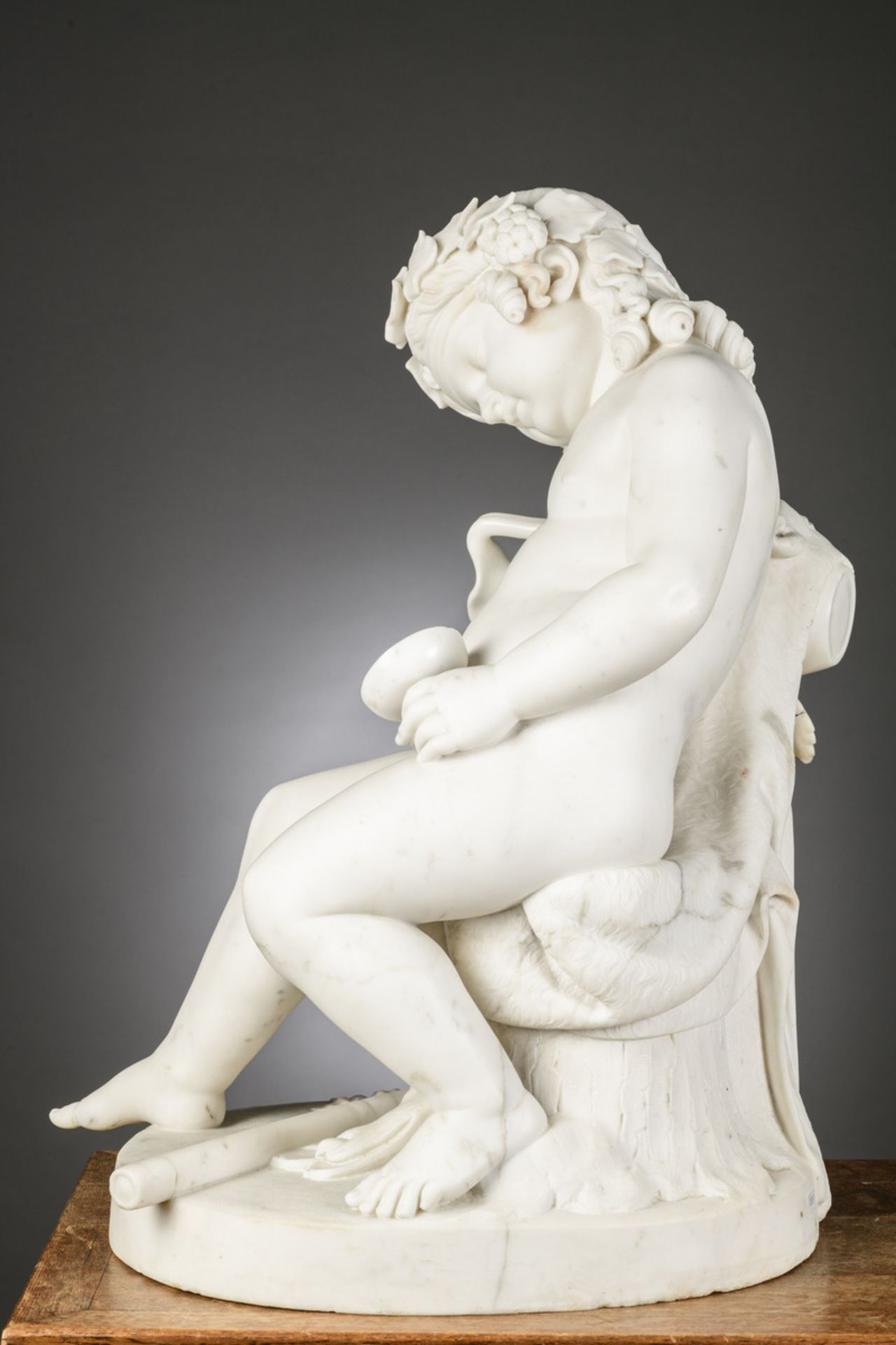 Carl Frederic Holbeck (fecit Romae 1850): a large marble statue 'Bacchus' (h72x46x53cm) - Image 3 of 7