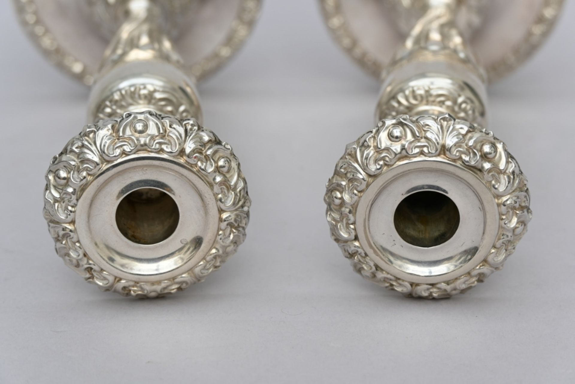 A pair of silver Louis-Philippe candlesticks, Liege 19th century (h31cm) (weight 770gr) - Image 2 of 4