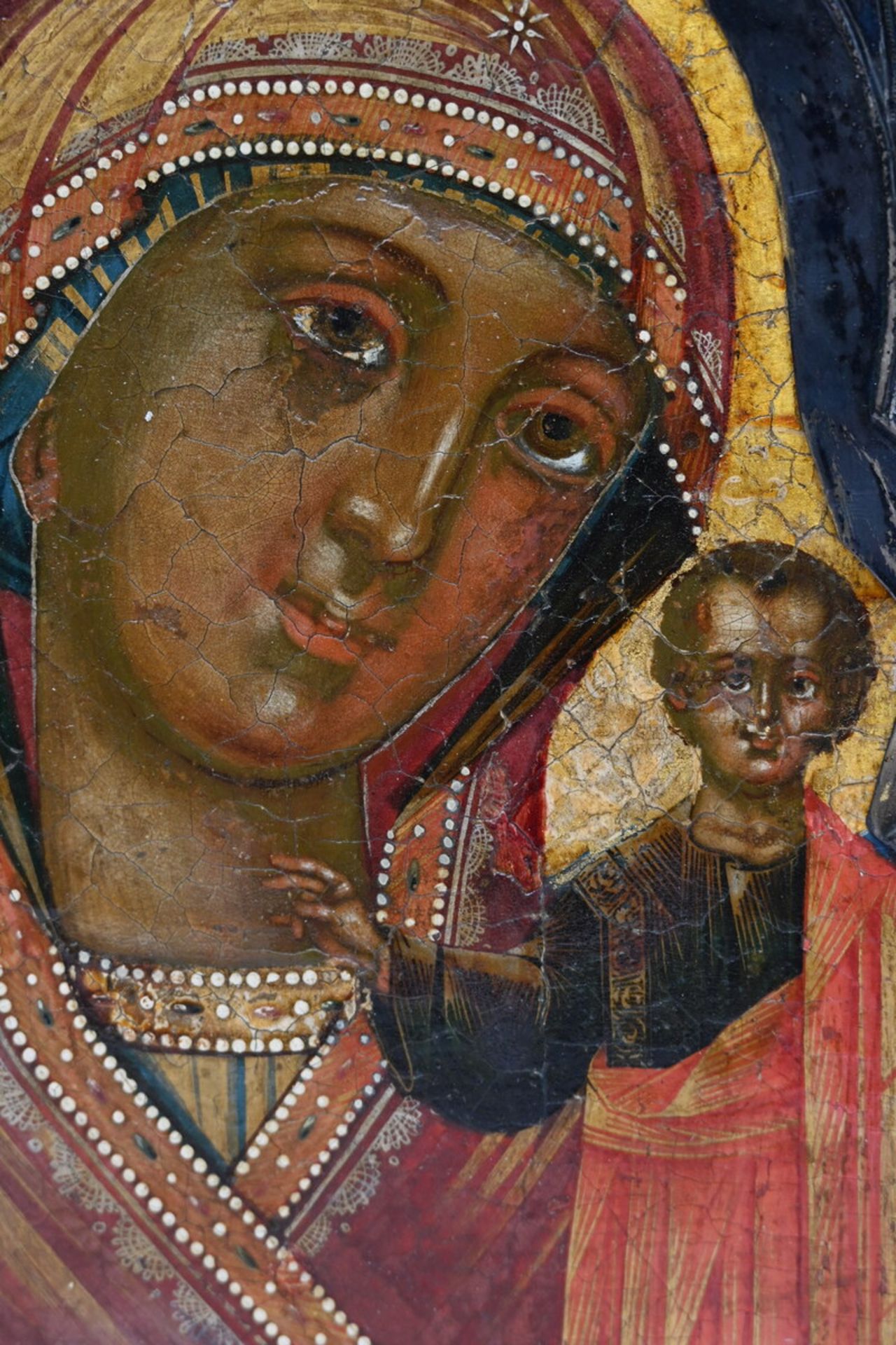 Icon with silver riza 'Madonna and Child' (21.5x20) - Image 2 of 4