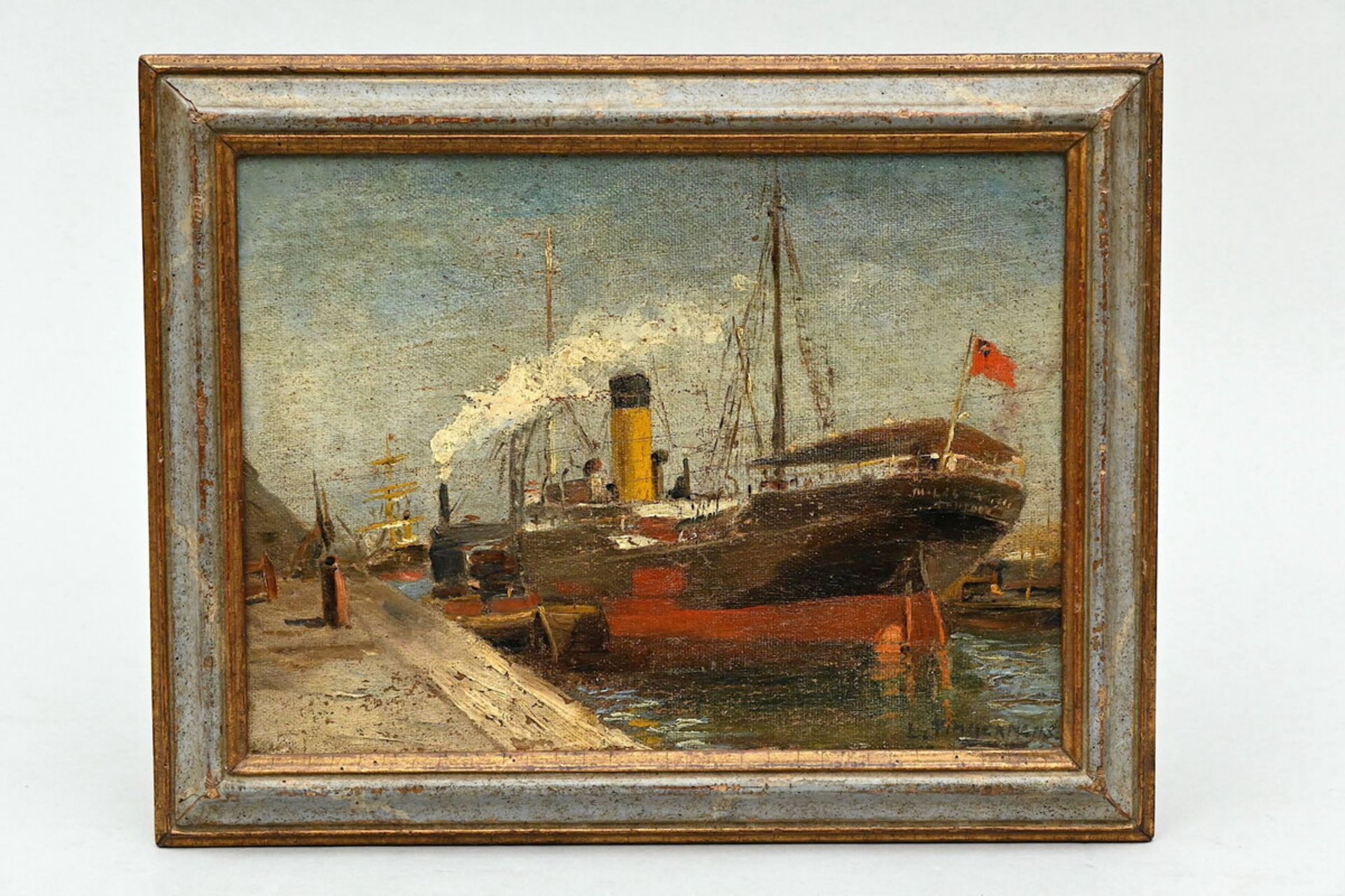 Louis Timmermans: paintings (o/c) 'harbour view' (h24x33cm) - Image 2 of 4