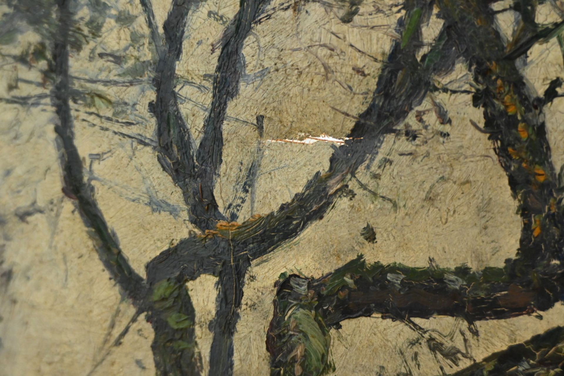 Jos De Mey: painting (o/c) 'orchard' (65x55cm) - Image 4 of 5