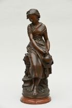 Mathurin Moreau: a bronze sculpture 'young peasant girl' (figure H67cm) (*)