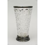 Crystal vase with silver rim, Wolfers 835/1000 (h28.5cm)