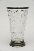 Crystal vase with silver rim, Wolfers 835/1000 (h28.5cm)