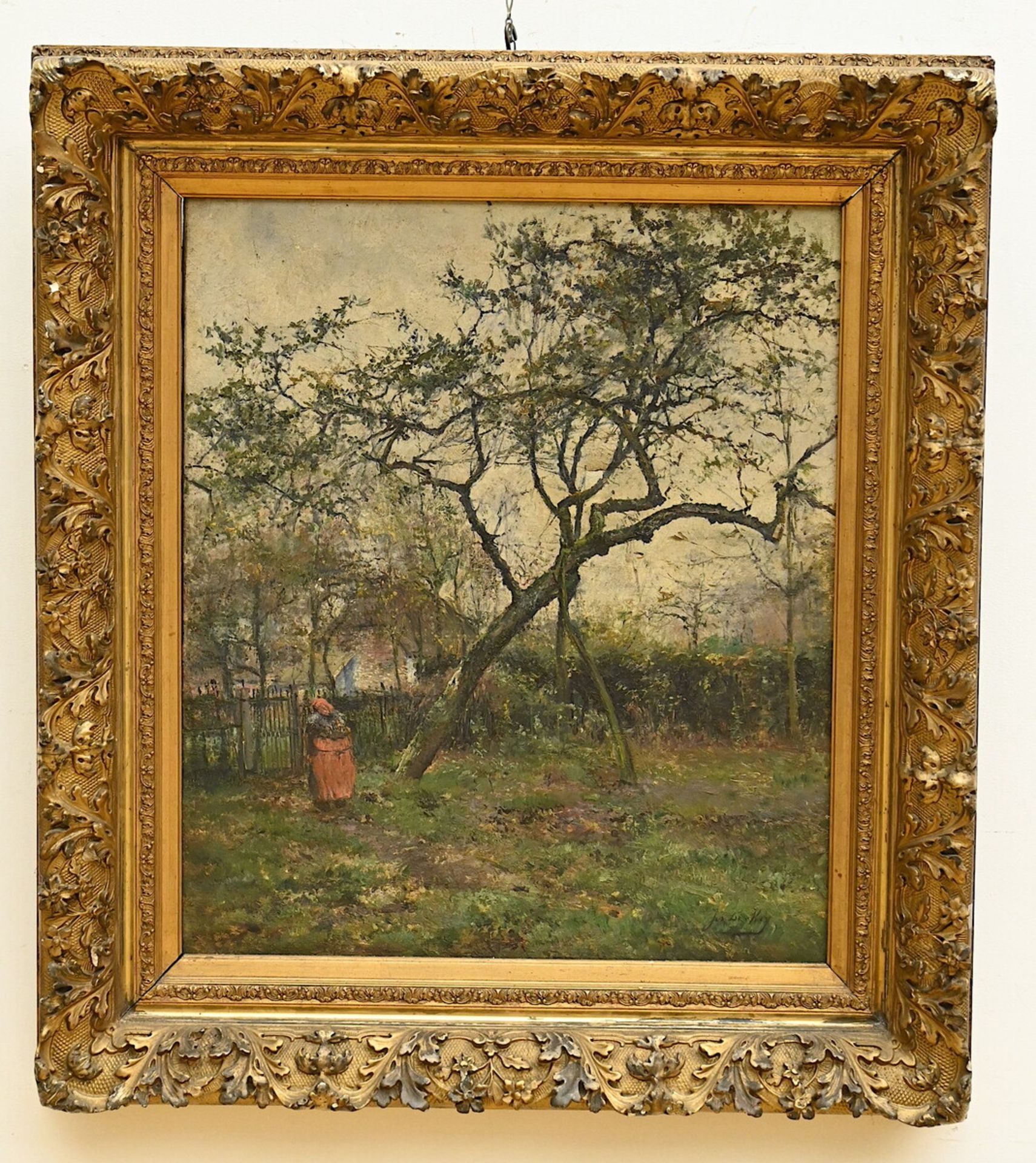 Jos De Mey: painting (o/c) 'orchard' (65x55cm) - Image 2 of 5