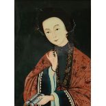 Chinese eglomisÈ 'elegant lady' (58x42cm)