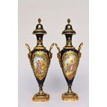 Pair of SËvres style porcelain vases (h66.5cm)