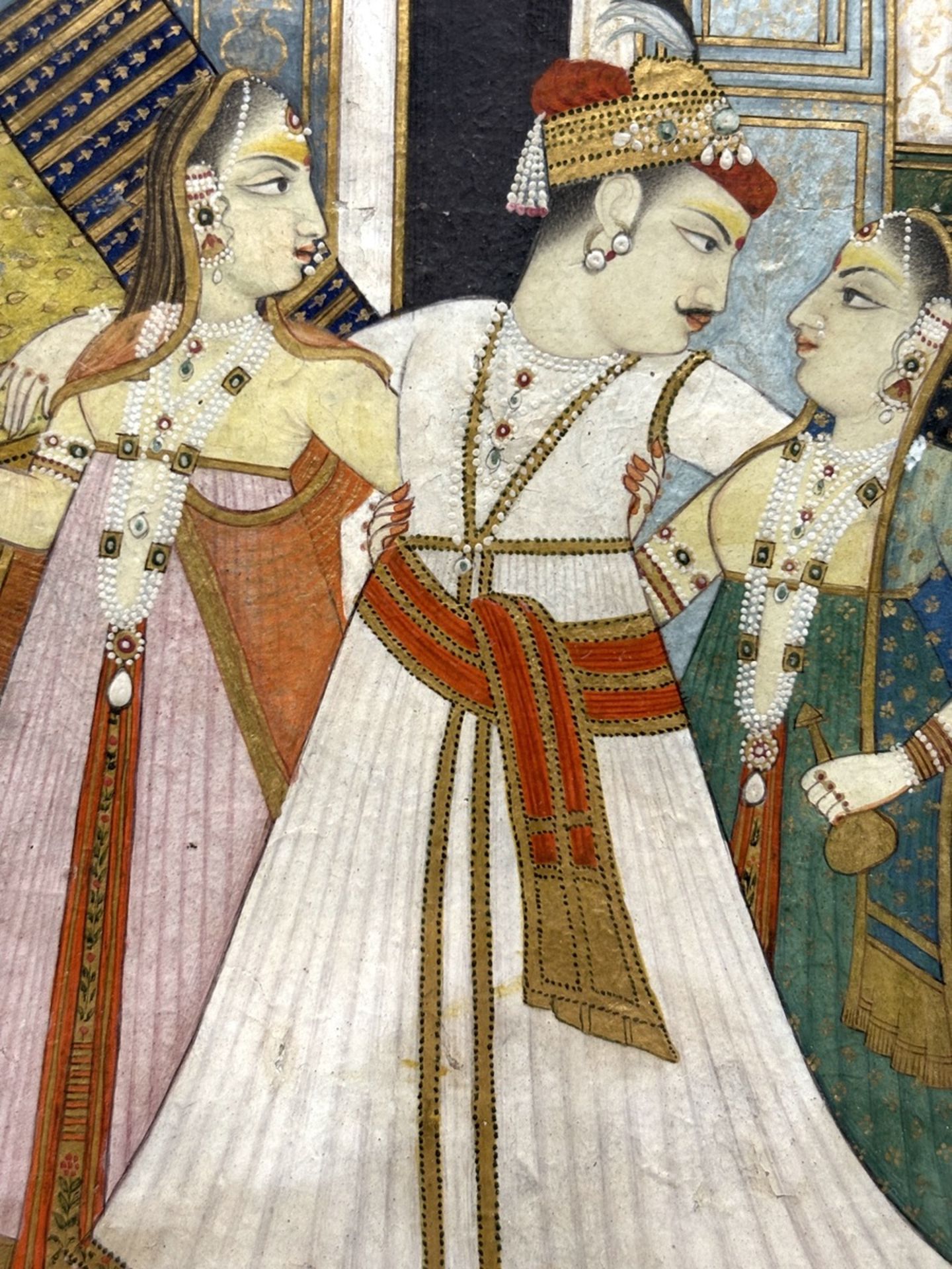 Indian Miniature 'Krishna and the harem women' (30x39cm) - Image 4 of 5