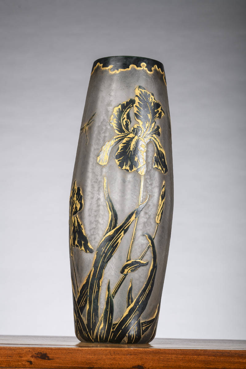 Art Nouveau vase in glass signed 'St. Denis', Legras (h49cm) - Image 3 of 7