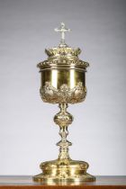 A fine gilt silver ciborium, Bourdon Ghent (h41cm) (1260 gr)