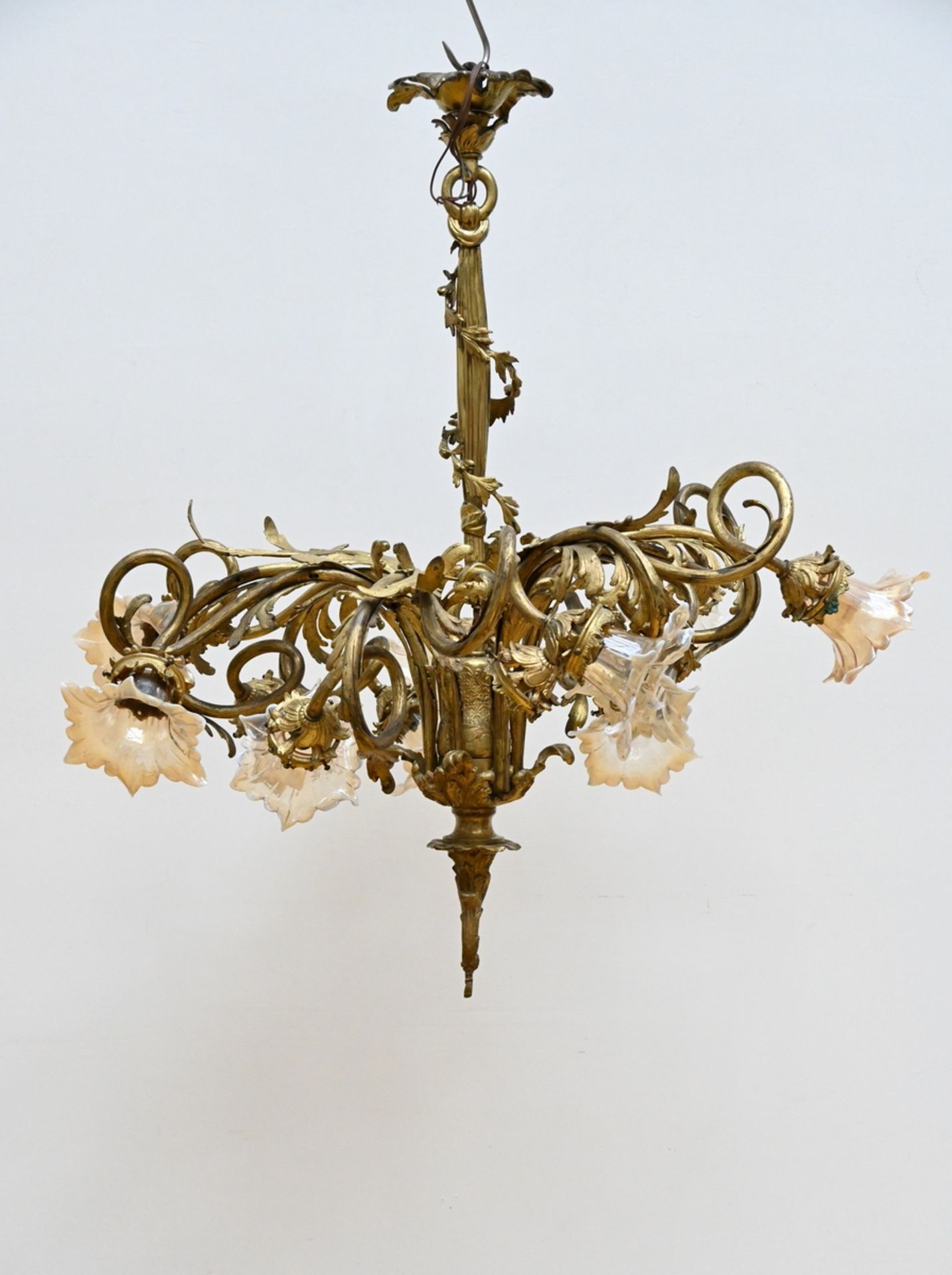 Bronze Louis XV style chandelier with glass shades (h106 dia80cm) (*)