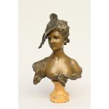 Van der Straeten: bronze art nouveau bust on marble base (h51cm) (*)