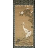 A Chinese painting on silk 'two herons' (h118x52cm)