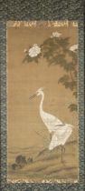 A Chinese painting on silk 'two herons' (h118x52cm)