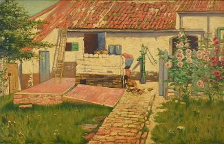 Laurence Frederic: painting (o/c) ?farm view? (71x104cm) (*)