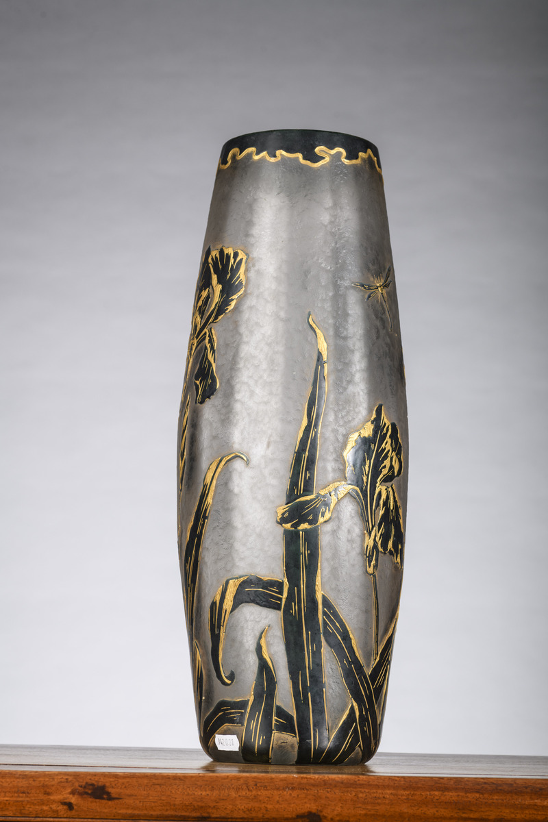 Art Nouveau vase in glass signed 'St. Denis', Legras (h49cm) - Image 2 of 7