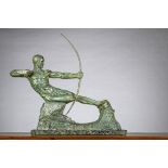 Victor Demanet: sculpture in bronze 'The Archer' (h60x72x18cm)