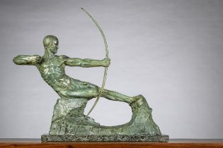 Victor Demanet: sculpture in bronze 'The Archer' (h60x72x18cm)