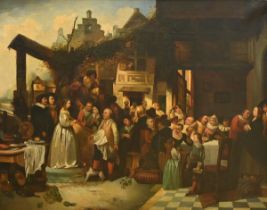 Henri Leys: a large painting (o/c) 'the banquet' (120x149cm) (*)