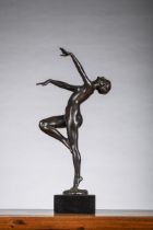 EugËne de Bremaecker: bronze sculpture 'dancer' (h bronze 40cm)