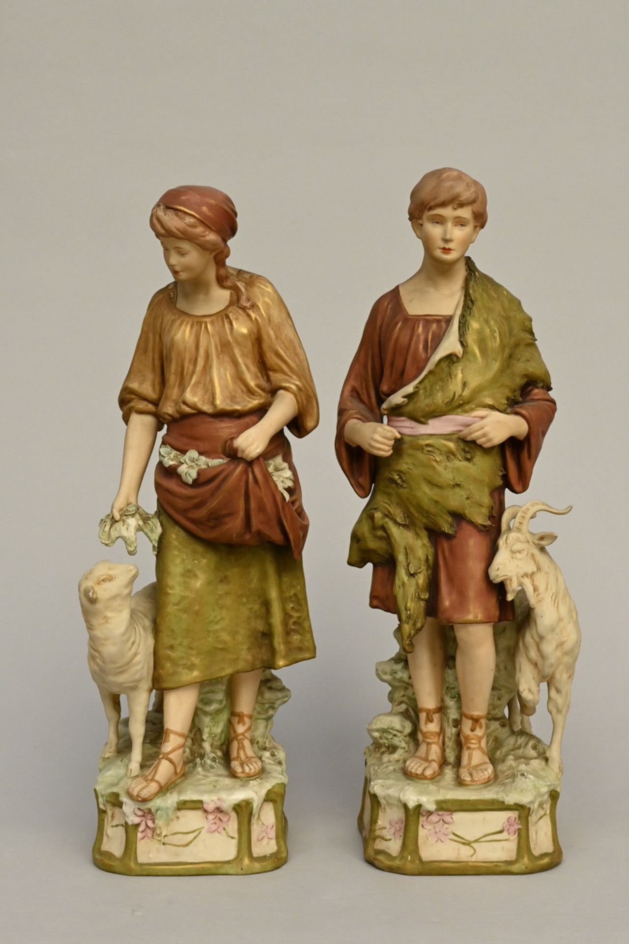 A pair of Royal Dux figures 'shepherds' (h54.5cm)