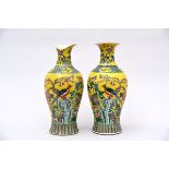 Pair of Chinese porcelain famille verte vases 'flowers' (h47cm) (*)