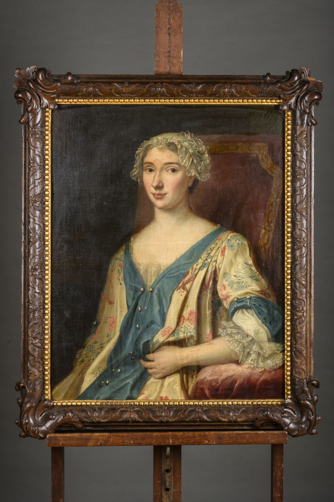 J. B. Guelard (1725): painting (o/c) 'lady's portrait' (79x62cm) - Image 2 of 5