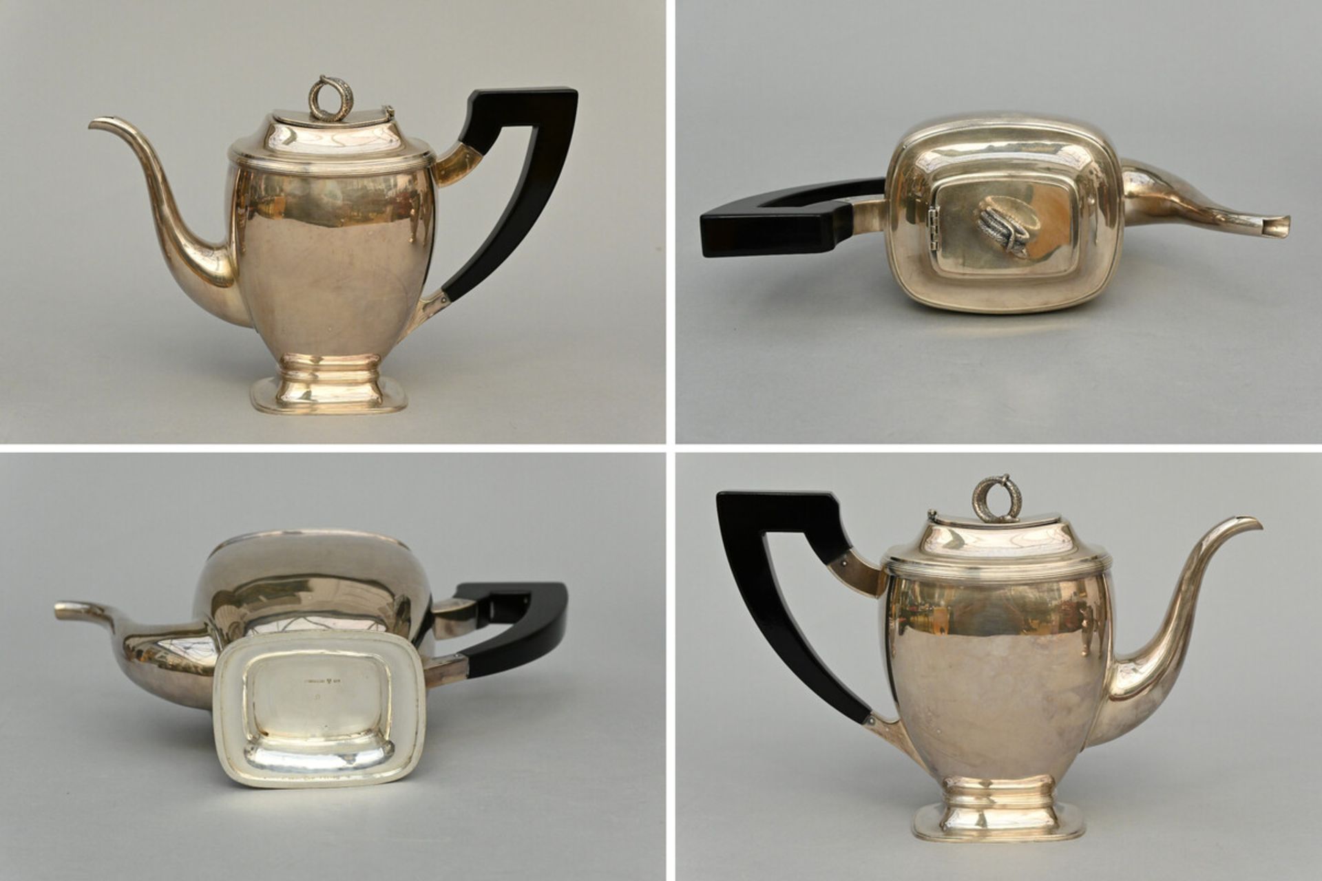 Four-piece silver coffee service, Budapest 835/1000 (bruto1830gr.) (h19cm) - Image 3 of 4