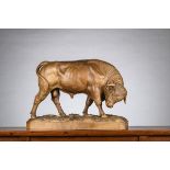 A large bull in sculpted wood (54x74cm)