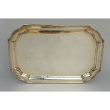 Large rectangular dish in solid silver 835/1000 (weight 1750gr) (38x52cm)