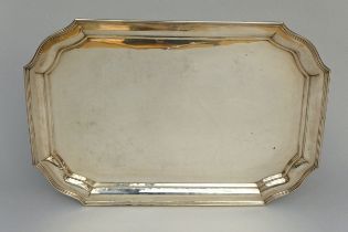 Large rectangular dish in solid silver 835/1000 (weight 1750gr) (38x52cm)