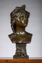 Henri Jacobs: bronze statue 'lady bust', Luppens foundry (h53cm)