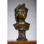 Henri Jacobs: bronze statue 'lady bust', Luppens foundry (h53cm)