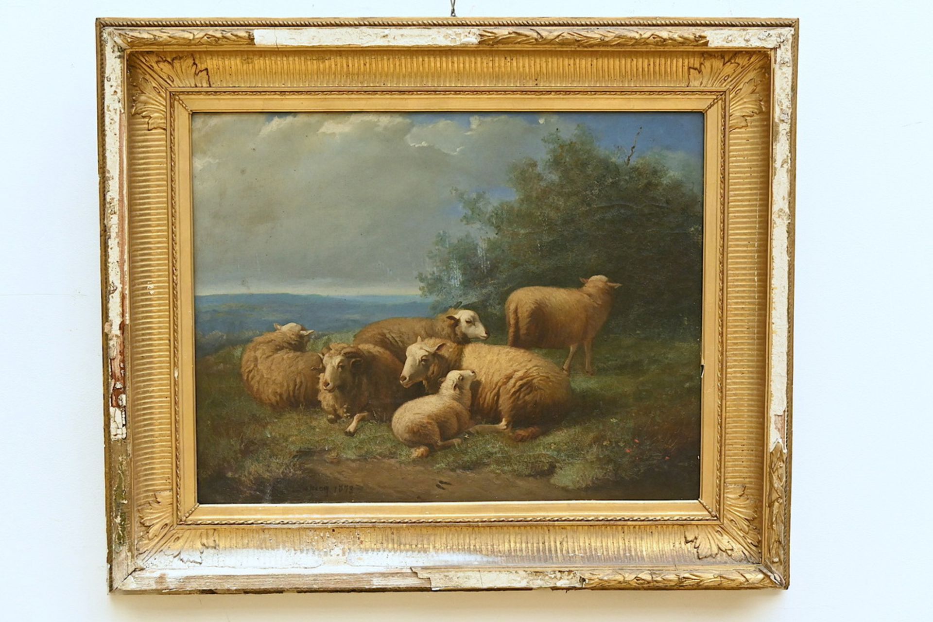 Deforcq: a pair of paintings (o/c) 'sheep' (44x57cm) (*) - Bild 3 aus 4