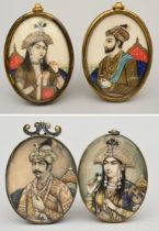 4 Indian miniatures 'portraits' (h 6-8.5cm)