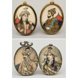 4 Indian miniatures 'portraits' (h 6-8.5cm)