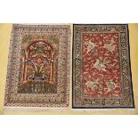 Two Oriental rugs 'Assyrian scenes' (148x109cm) 'horsemen' (150x100cm)