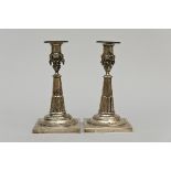 A pair of silver Louis XVI candlesticks, 18th century (h20cm)