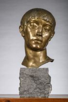 P. Bares: bust in bronze 'young man' (height bronze 32.5cm)