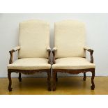 A pair of beech wood armchairs, Regence style (118x27x57cm)