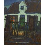 Adolf van Schingen: painting (o/d) 'farm view' (100x82.5cm)