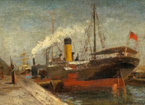 Louis Timmermans: paintings (o/c) 'harbour view' (h24x33cm)