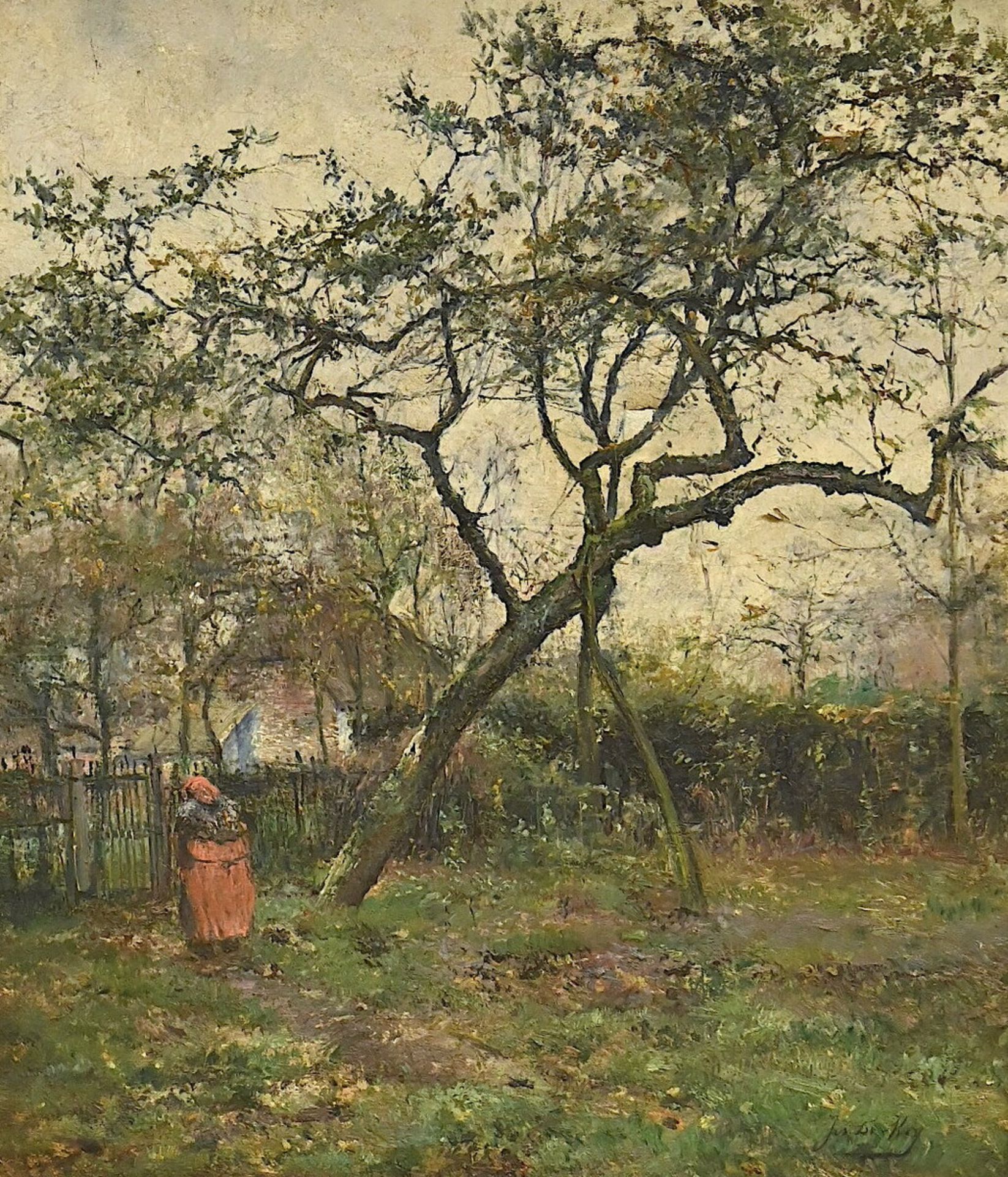 Jos De Mey: painting (o/c) 'orchard' (65x55cm)