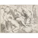 Anonymous (after Jacopo Tintoretto): drawing 'Mercury and the three Graces' (38X50cm)