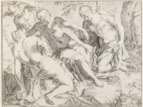Anonymous (after Jacopo Tintoretto): drawing 'Mercury and the three Graces' (38X50cm)