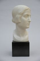 Leon Sarteel: statue 'bust in white marble' (h36cm) (*)