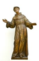 Carved wooden statue 'Saint Anthony of Padua', 18th - 19th century (h103)