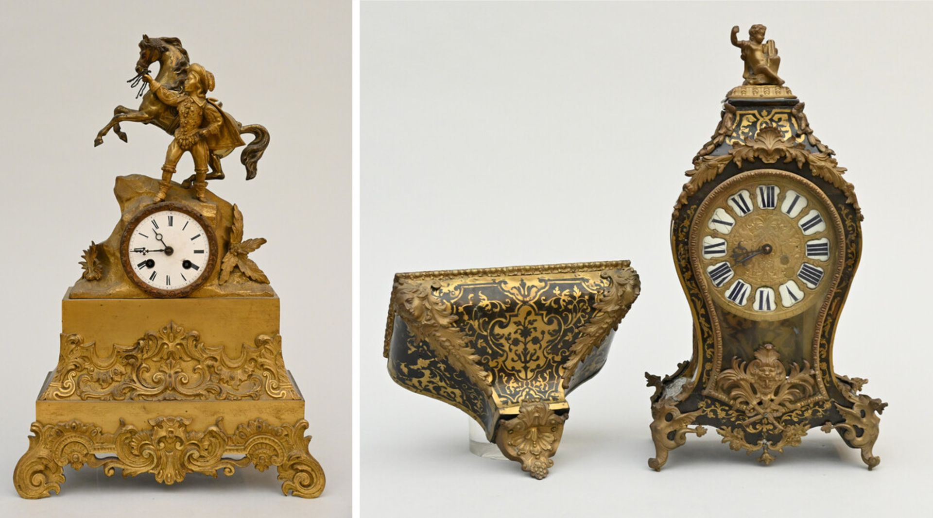 Napoleon III cartel clock (h69cm) and Louis-Philippe clock in bronze (48x32x12cm) (*)