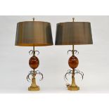 A pair of gilt lamps, Maison Charles (h79cm)