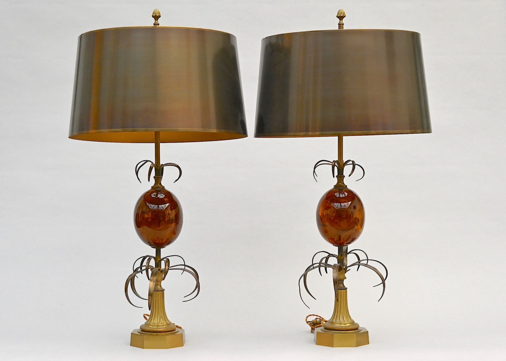 A pair of gilt lamps, Maison Charles (h79cm)